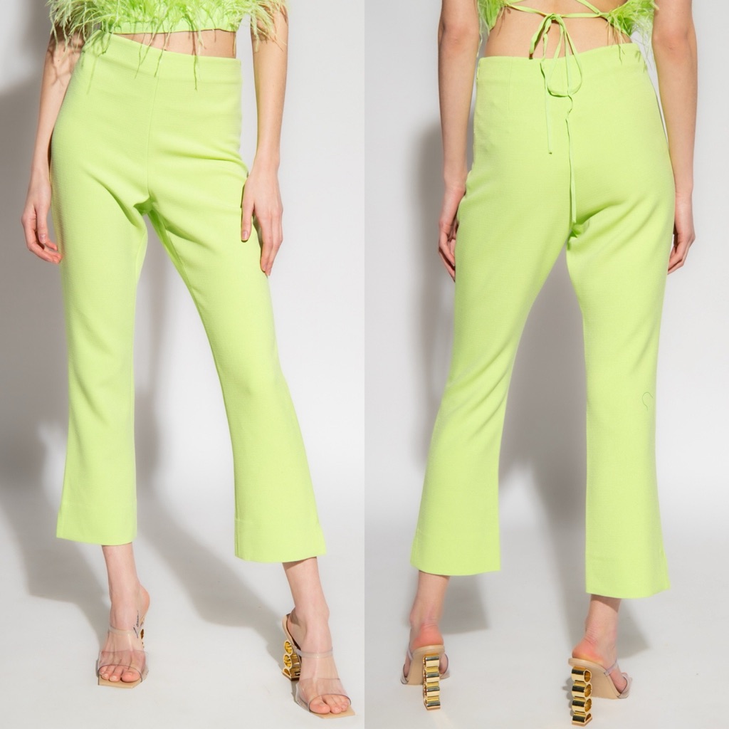 Cult Gaia Marie Neon Green High Rise Cropped Dress Pants Trousers Size 4 S